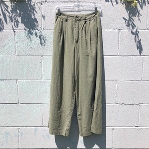 Army Green High Waist Crop Wide Leg Flare Pants